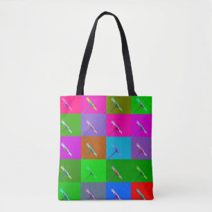 Colorful Daisy Squares, Elegant and Fun Abstract Tote Bag