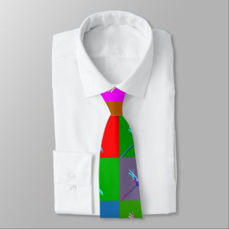 Colorful Daisy Squares Neck Tie