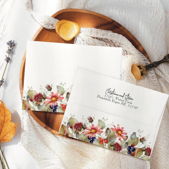 Colorful Daisy Wildflower Watercolor  Floral Envelope (Creator Uploaded)