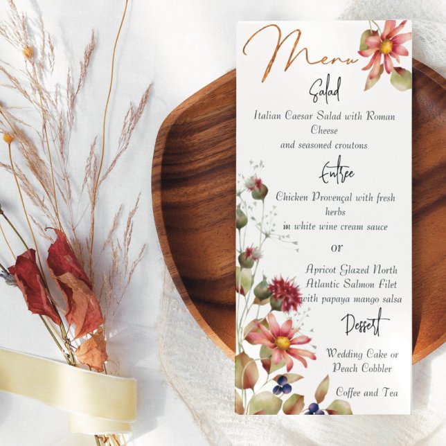 Colorful Daisy Wildflower Watercolor  Floral Menu (.)