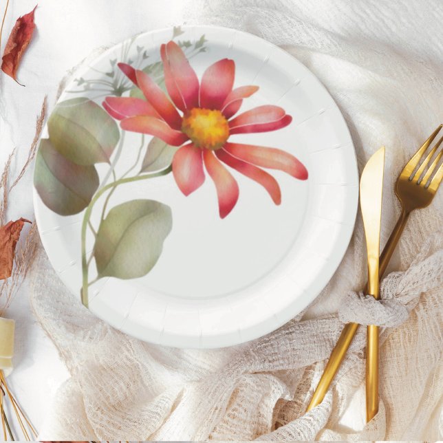 Colorful Daisy Wildflower Watercolor Floral Paper Plates (Creator Uploaded)