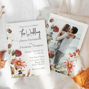 Colorful Daisy Wildflower Watercolor Floral Photo Invitation