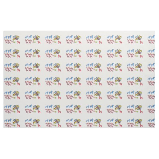 Colorful Dala Horses Fabric