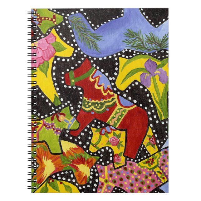 Colorful Dala Horses Notebook (Front)