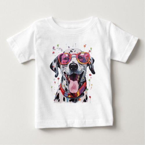 Colorful Dalmatian dog design Baby T_Shirt