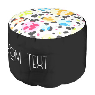 Colorful Dalmatian Print Pouf Chair