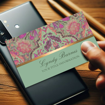 Colorful Damask  Business Card by TailoredType at Zazzle