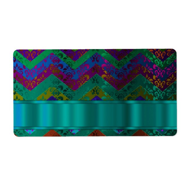 Colorful damask chevron label (Front)