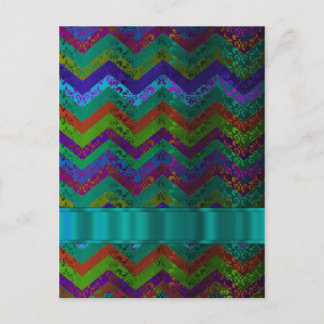 Colorful damask chevron postcard