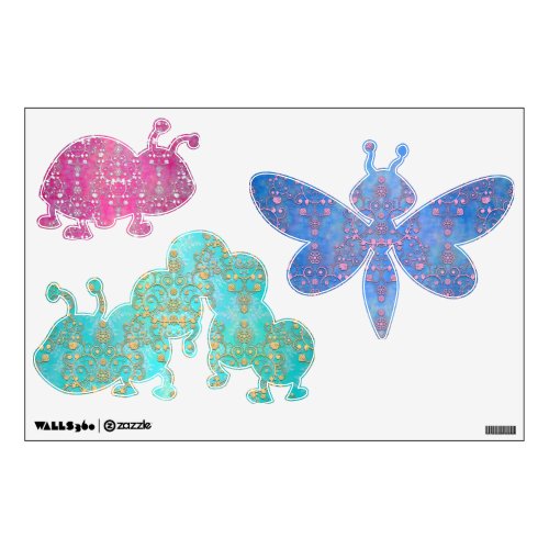 Colorful Damask Insect Wall Decals