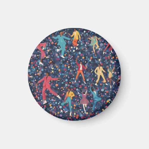 Colorful Dance Party – Retro Celebration Pattern Magnet
