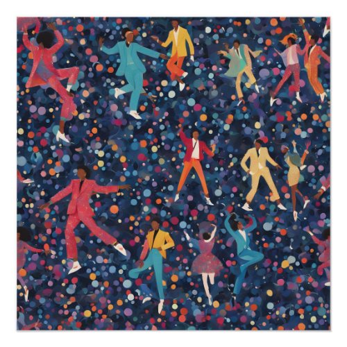 Colorful Dance Party – Retro Celebration Pattern Poster