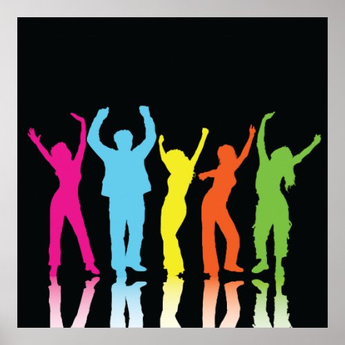 Colorful Dancers Dancing Around Poster