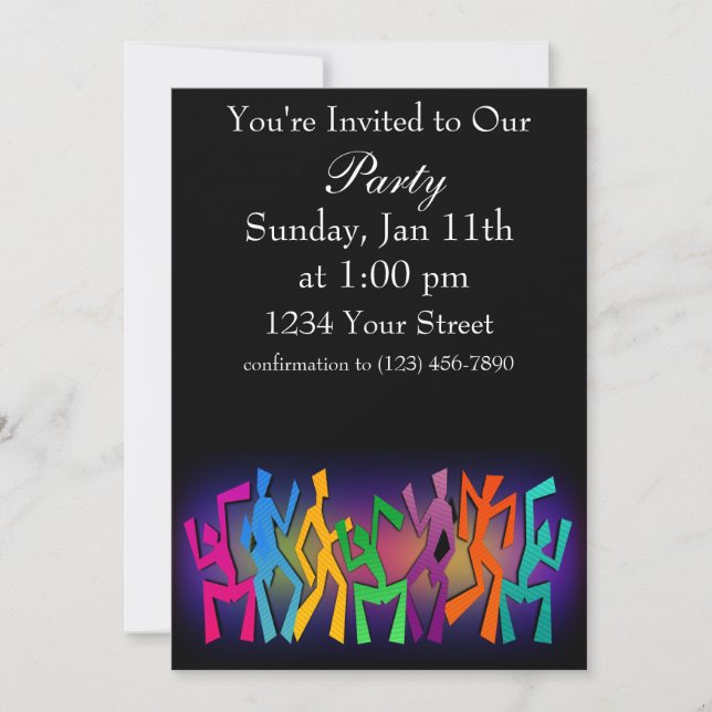 Colorful dancers invitation (Front)
