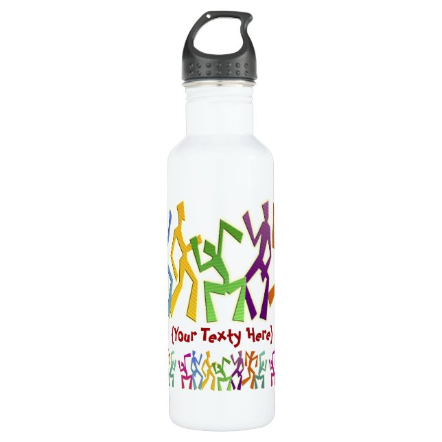 Colorful Dancers Motif Water Bottle (Front)
