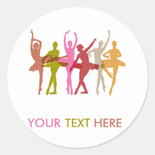 Colorful Dancing Ballerinas Classic Round Sticker