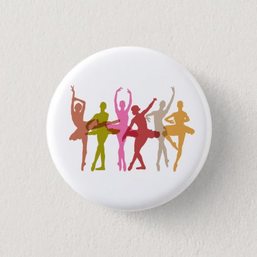 Colorful Dancing Ballerinas Pinback Button