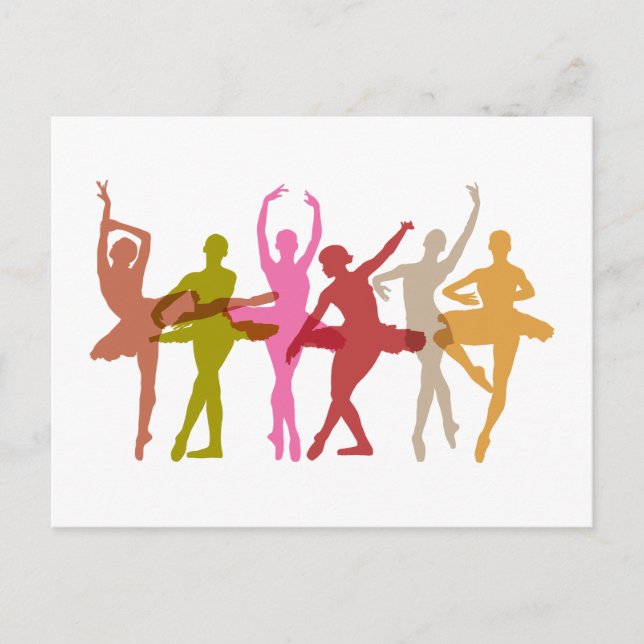 Colorful Dancing Ballerinas Postcard (Front)