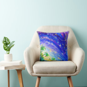 Colorful Dancing Jungle in The Sky. Buy Now Throw Pillow