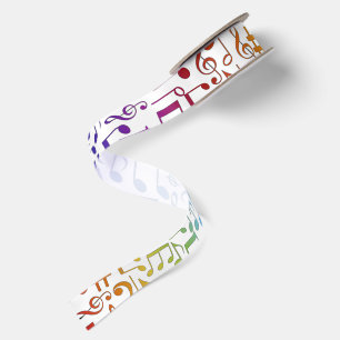 Colorful Dancing Music Notes Cheerful Satin Ribbon