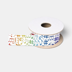 Colorful Dancing Music Notes Cheerful Satin Ribbon