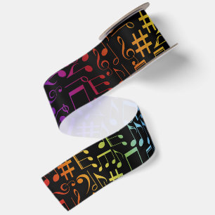 Colorful Dancing Music Notes Cheerful Satin Ribbon