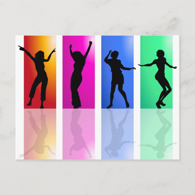 Colorful Dancing Silhouette Postcard (Front)