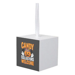 Colorful Dancing Skeletons Halloween Party Cube Ornament