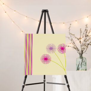 Colorful Dandelion Flowers, Stripes, Boho Abstract Foam Board