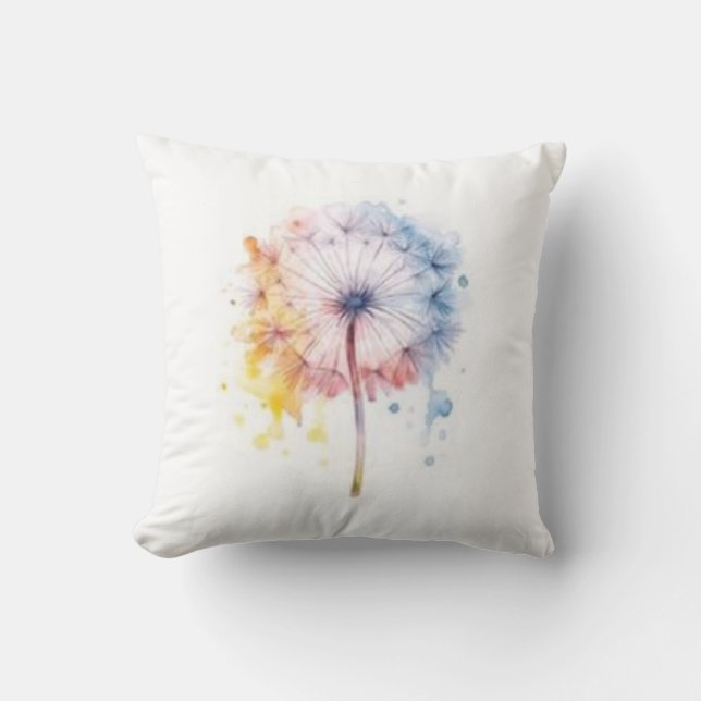 Colorful dandelion throw pillow (Front)