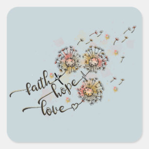 Colorful Dandelions Christian Faith Hope Love Square Sticker