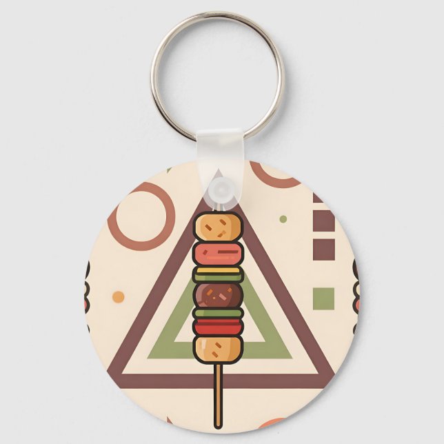 Colorful Dango Skewers Geometric Pattern Keychain (Front)