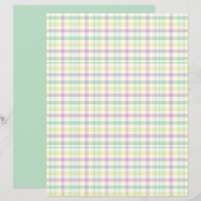 Colorful Danish Pastel Plaid Scrapbook Paper (Front/Back)