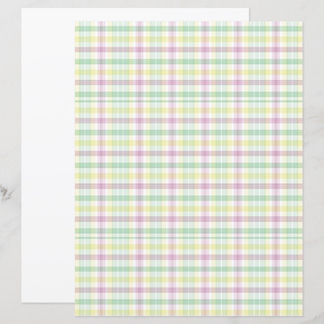 Colorful Danish Pastel Plaid Scrapbook Paper (Front/Back)