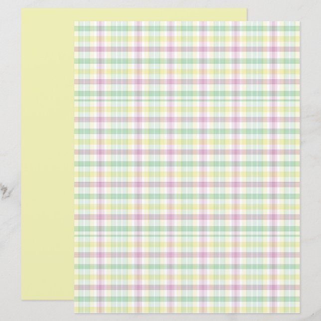 Colorful Danish Pastel Plaid Scrapbook Paper (Front/Back)