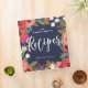 Colorful Dark Blue Boho Flowers Recipes 3 Ring Bin