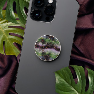 Colorful Dark Blue Green Violet Purple Galaxy Art PopSocket