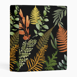 Colorful Dark Fern Botanical Foliage Floral Mini Binder