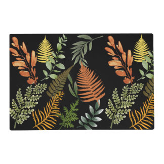 Colorful Dark Fern Botanical Foliage Floral Print Placemat