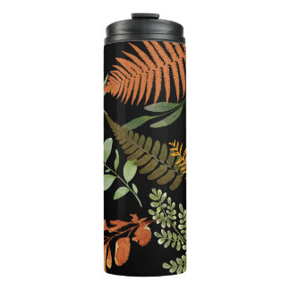Colorful Dark Fern Botanical Foliage Floral Thermal Tumbler