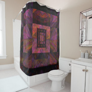 Colorful Dark Galaxy Of Blocks Artwork Shower Curtain