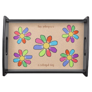 COLORFUL DAY Flowers on any Color Serving Tray