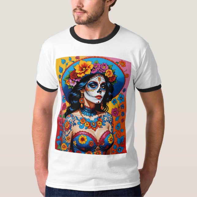 Colorful Day of the Dead Beauty Tee (Front)