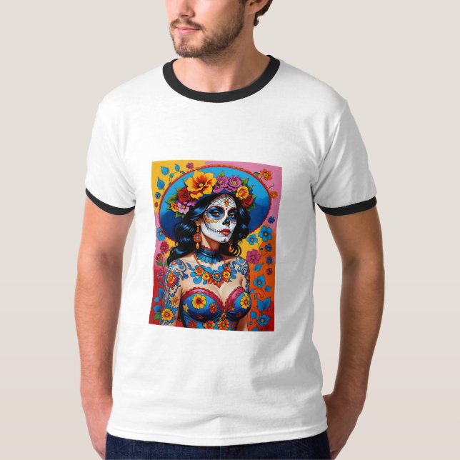 Colorful Day of the Dead Beauty Tee (Front)