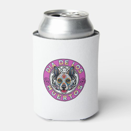 Colorful Day of the Dead German Shepherd Design wi Can Cooler