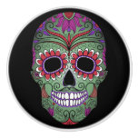 Colorful Day Of The Dead Grunge Sugar Skull Ceramic Knob at Zazzle