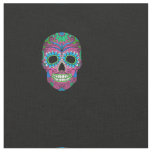 Colorful Day of the Dead Grunge Sugar Skull Fabric