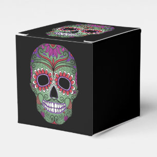 Colorful Day of the Dead Grunge Sugar Skull Favor Boxes