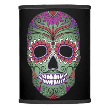 Colorful Day Of The Dead Grunge Sugar Skull Lamp Shade by Funky_Skull at Zazzle