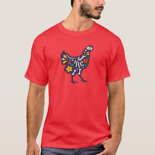 Colorful Day of the Dead Pet Chicken T_Shirt